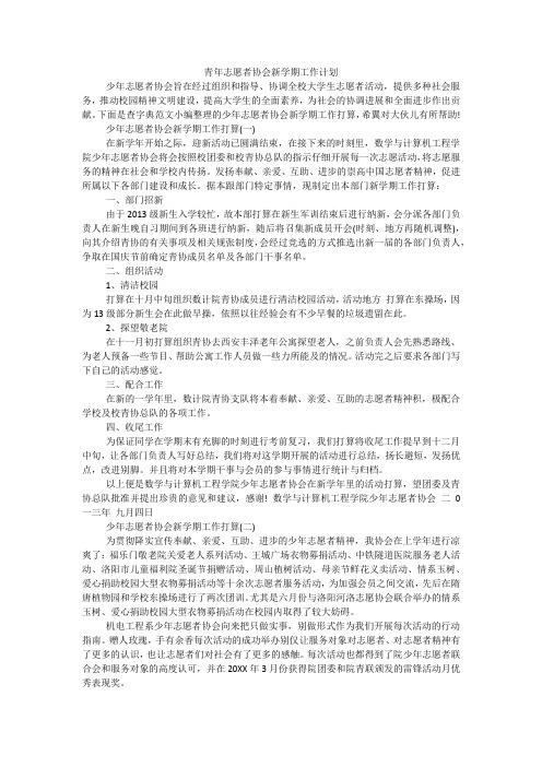 青年志愿者协会新学期工作计划