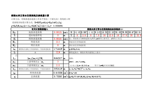 浸润线计算-有限渗透水地基上有水平排水(下游无水)的均质土坝