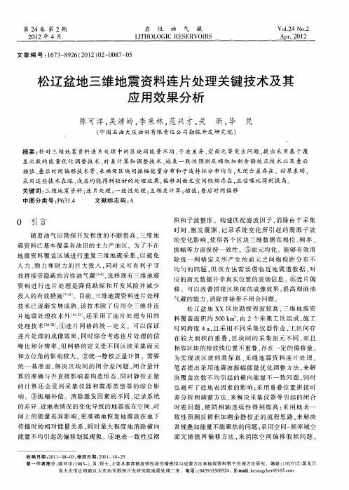 松辽盆地三维地震资料连片处理关键技术及其应用效果分析