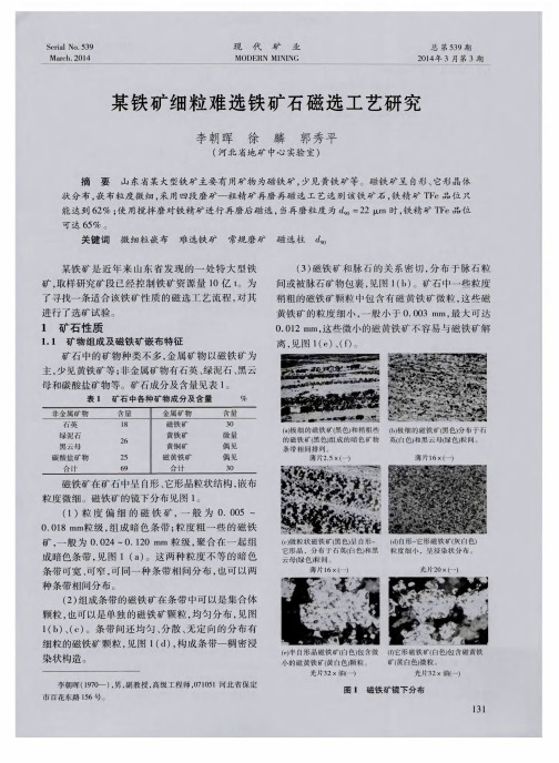 某铁矿细粒难选铁矿石磁选工艺研究