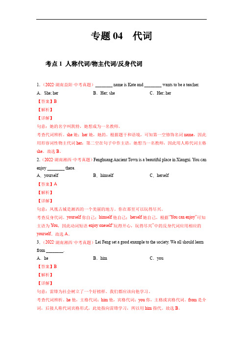 专题04 代词中考英语真题分项汇编 (解析版)