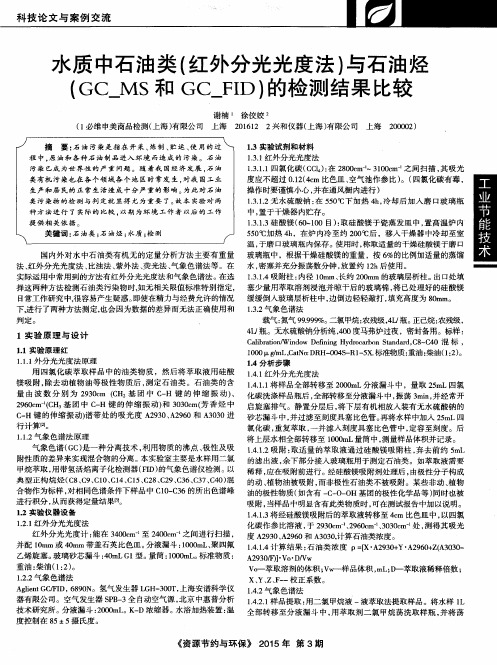 水质中石油类(红外分光光度法)与石油烃(GC_MS和GC_FID)的检测结果比较