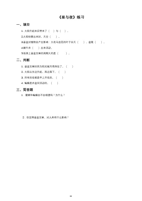粤教粤科版小学科学二年级上册科学4.1昼与夜(习题)