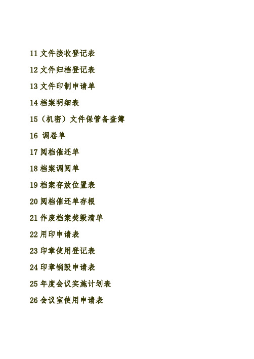 行政部表格大全