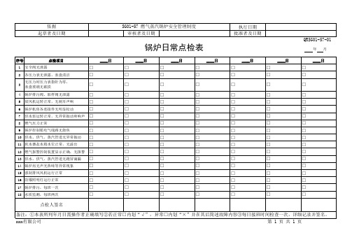 锅炉日常点检表