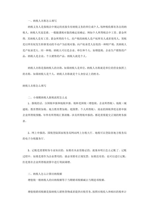 纳税人名称怎么填写