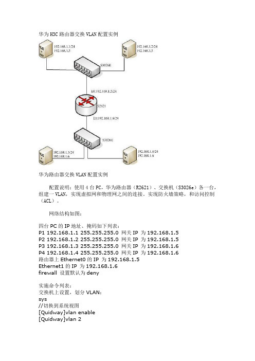 华为H3C路由器交换VLAN配置实例