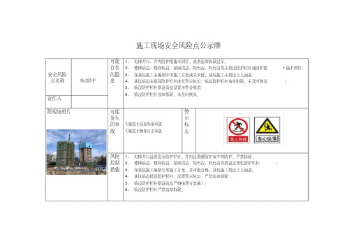 施工现场临边防护安全风险点公示牌