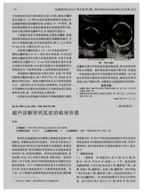 超声诊断肾钙乳症的临床价值