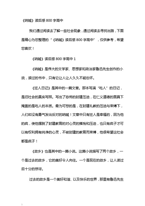 《呐喊》读后感800字高中
