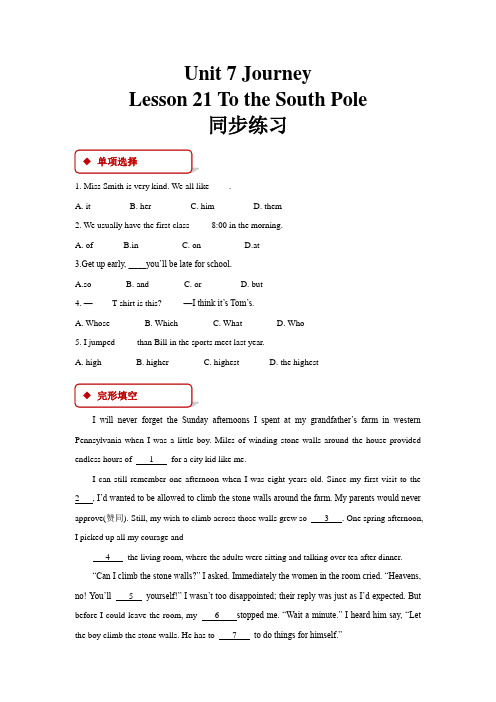 初中北师大版英语九年级全册【同步练习】Unit 7 Lesson 21
