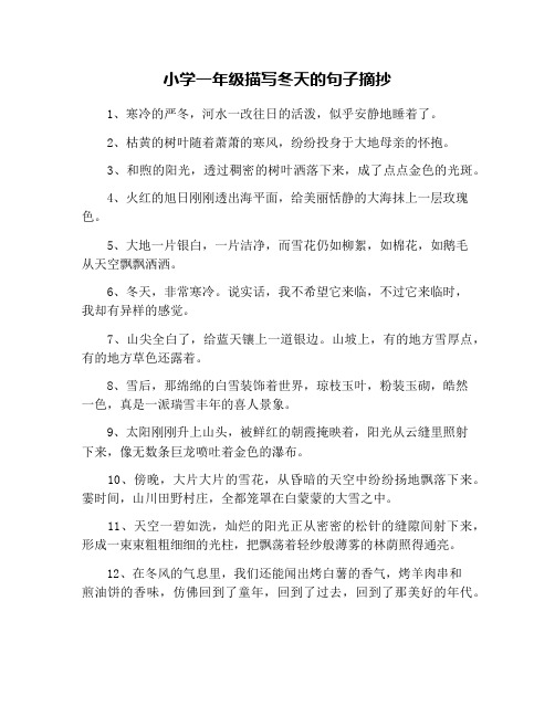 小学一年级描写冬天的句子摘抄