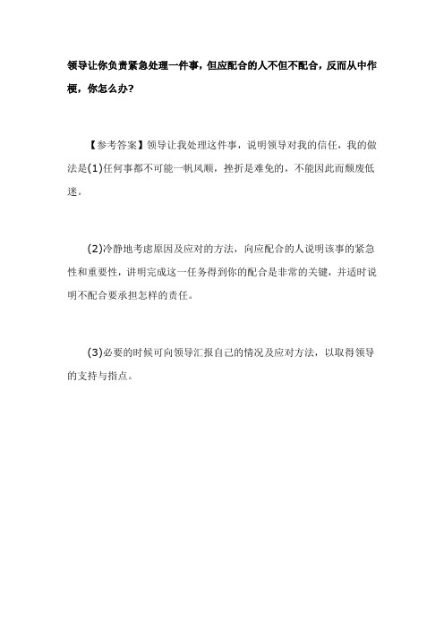 领导让你负责紧急处理一件事