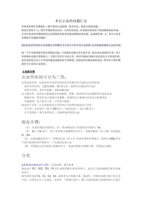 术后止血药问题汇总