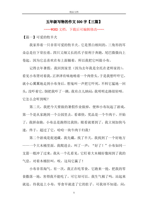 五年级写物的作文500字【三篇】
