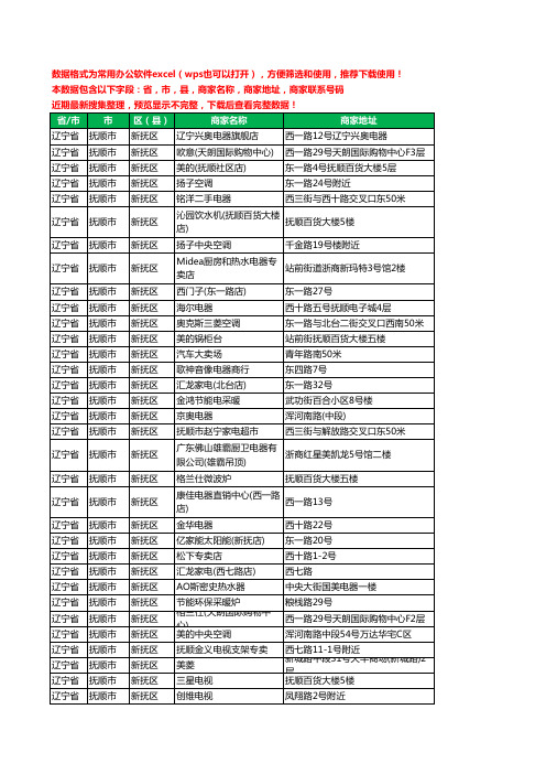 2020新版辽宁省抚顺市新抚区家用电器工商企业公司商家名录名单联系电话号码地址大全144家