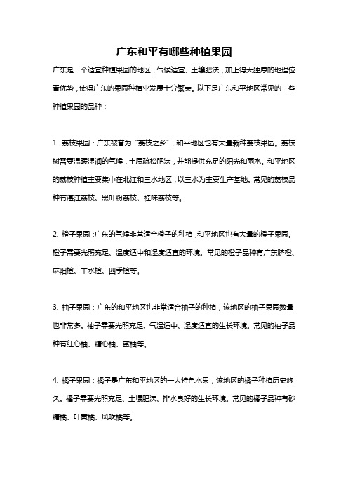 广东和平有哪些种植果园