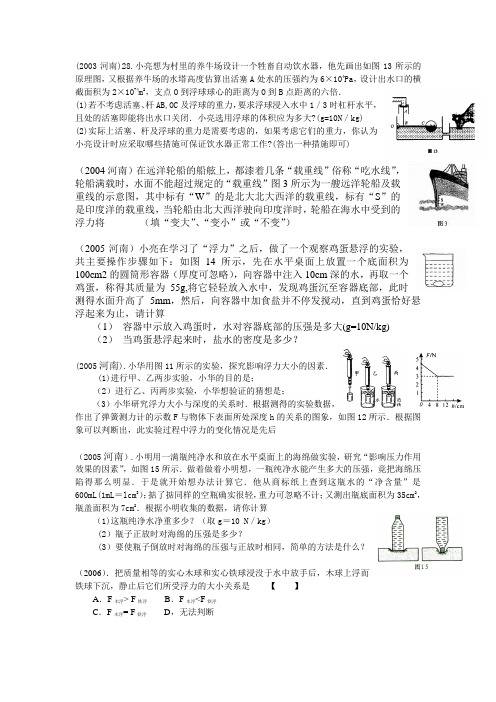 2002_2011河南中考浮力题