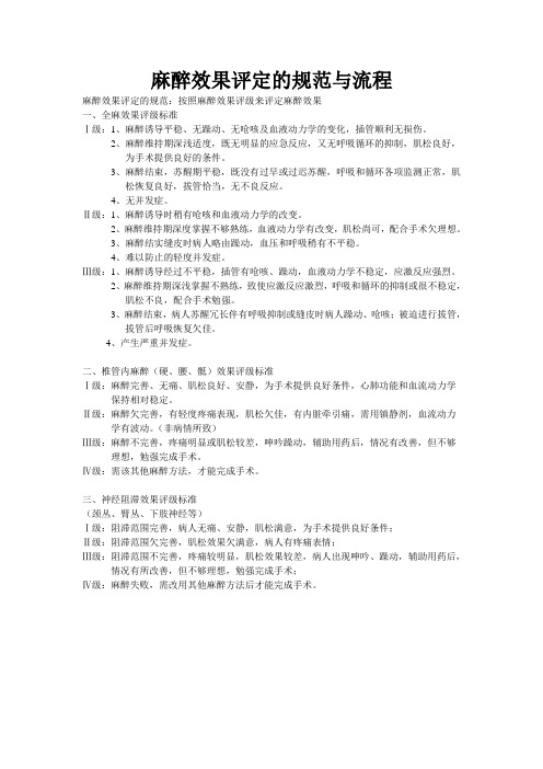 麻醉效果评定的规范与流程
