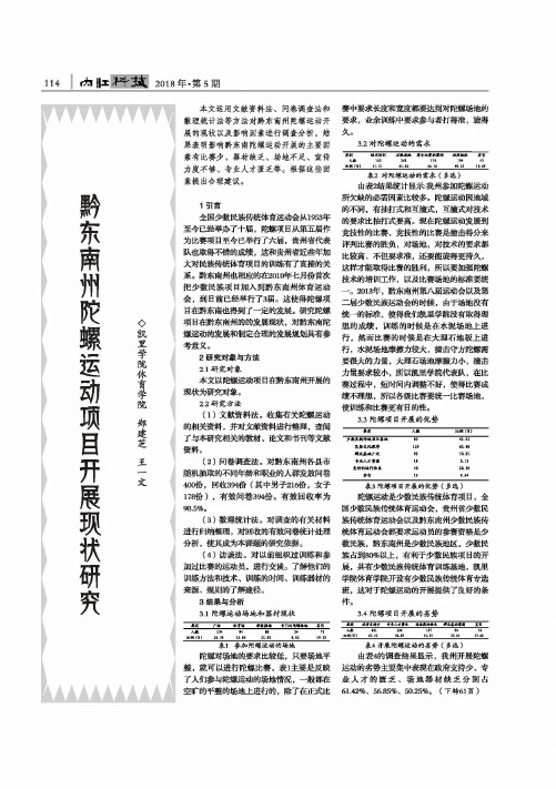 黔东南州陀螺运动项目开展现状研究