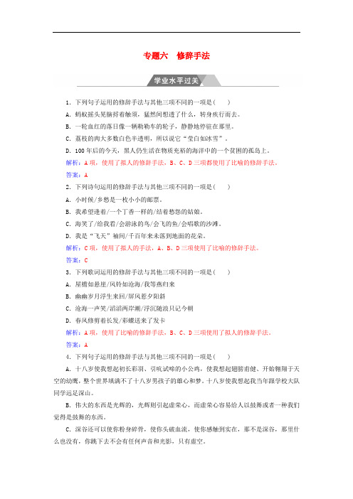 高中语文一轮复习 专题六 修辞手法学业水平过关