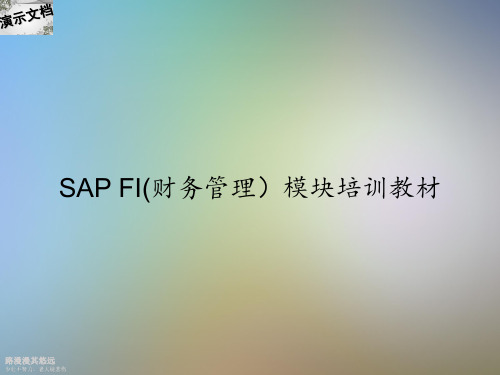 SAP FI(财务管理)模块培训教材
