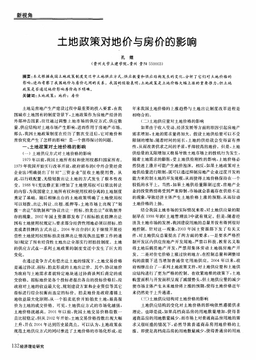 土地政策对地价与房价的影响