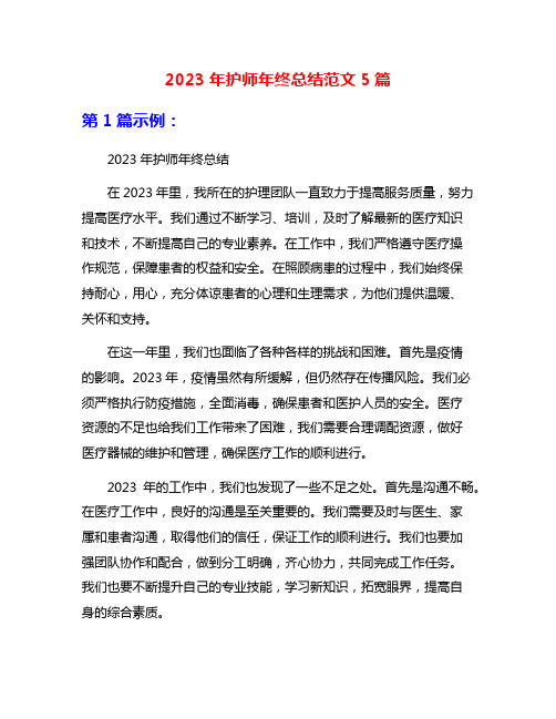 2023年护师年终总结范文5篇