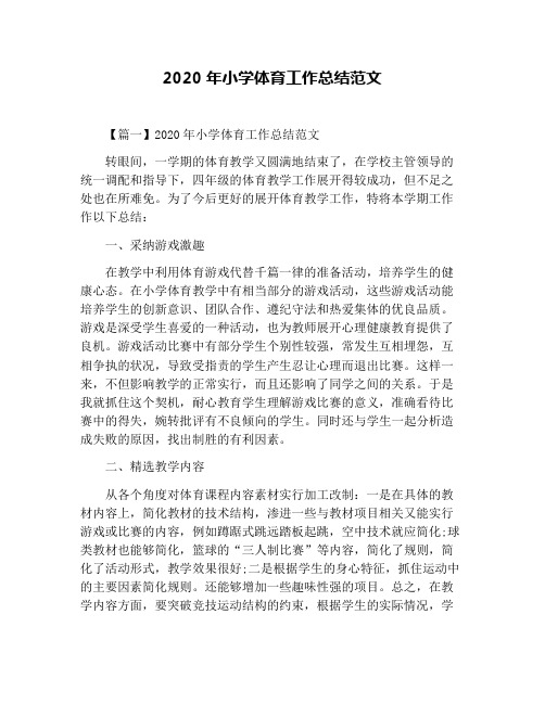 2020年小学体育工作总结范文