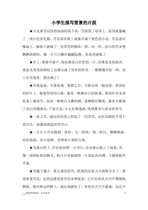 小学生描写雪景的片段_优美语句
