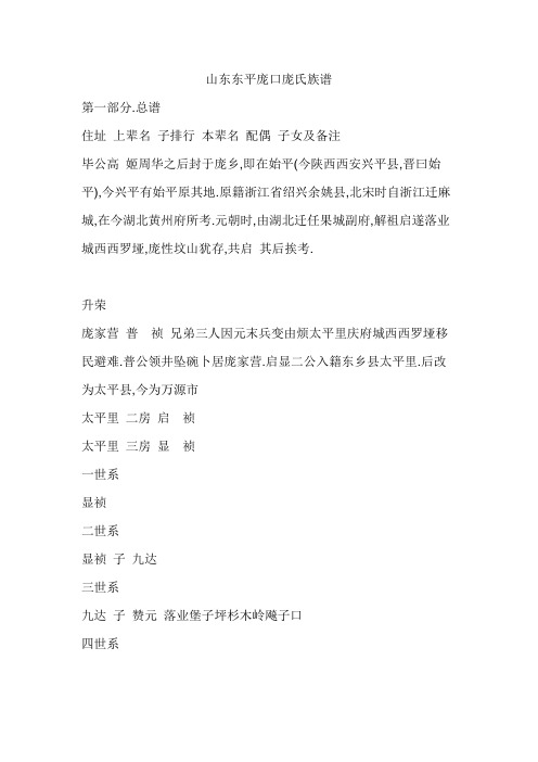 庞氏族谱
