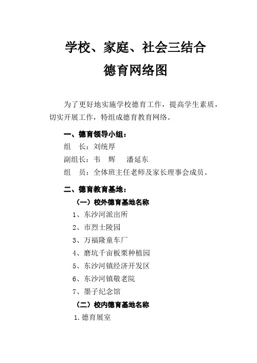 “三结合”德育工作网络图