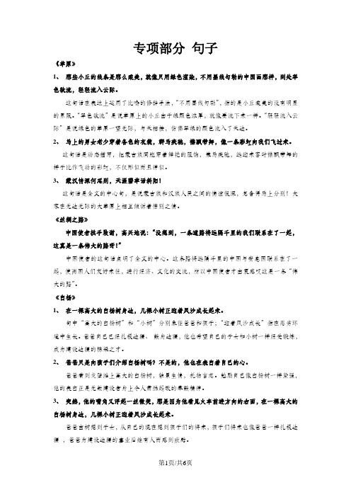 五年级下册语文【教材梳理】专项部分-句子_人教版