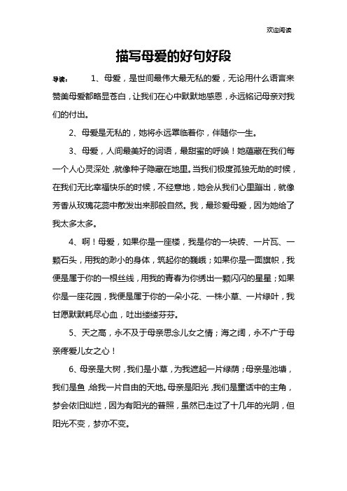 描写母爱的好句好段