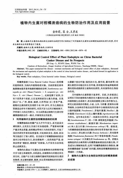植物内生菌对柑橘溃疡病的生物防治作用及应用前景