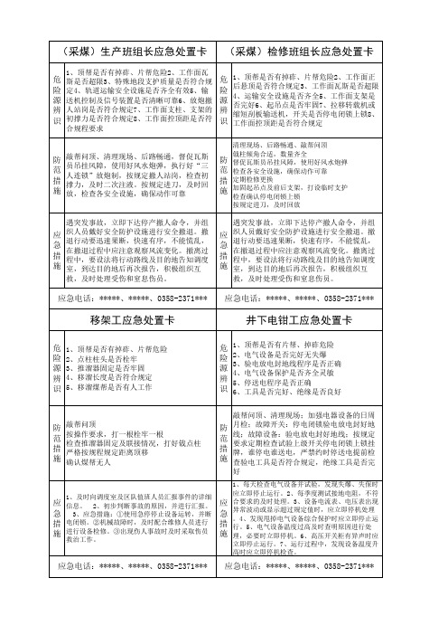 2018重点岗位应急处置卡