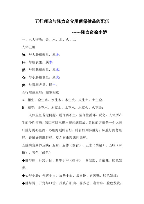 五行理论与隆力奇食用菌保健品的配伍 隆力奇徐小娇
