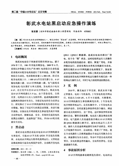 彰武水电站黑启动应急操作演练