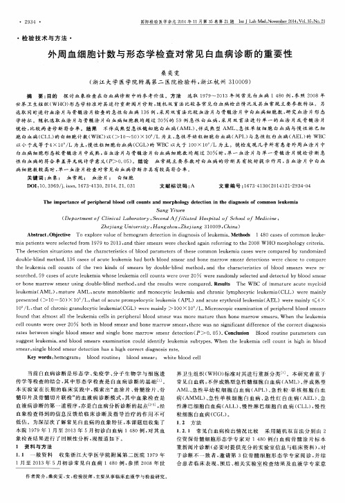 外周血细胞计数与形态学检查对常见白血病诊断的重要性