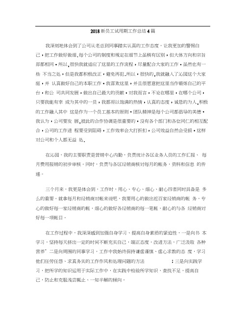 2018新员工试用期工作总结4篇
