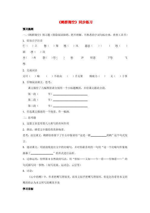 六年级语文下册 《鹤群翔空》同步练习 鲁教版