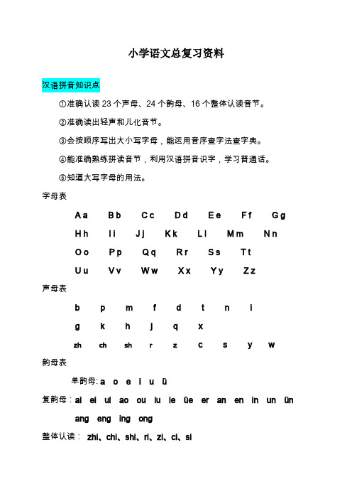 (精编)小学语文总复习资料(拼音、多音字、标点符号和修辞)