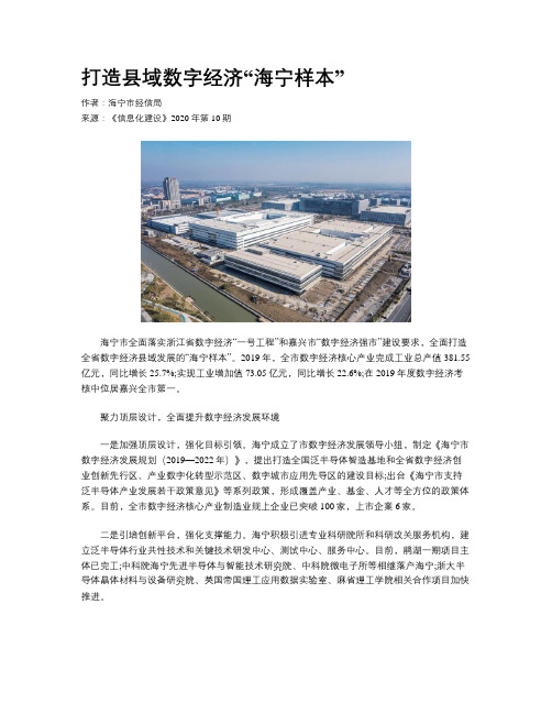打造县域数字经济“海宁样本”