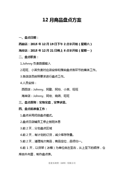 便利店盘点方案