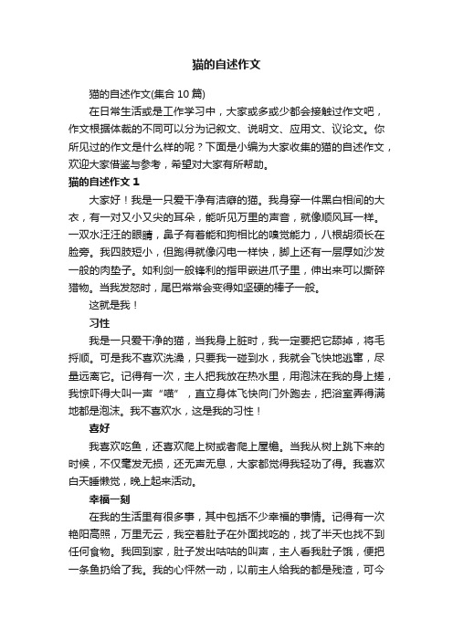 猫的自述作文（集合10篇）