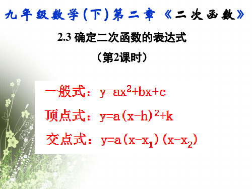 2.3.2北师大版九年级数学下册课件第二章第三节确定二次函数的表达式第二课时
