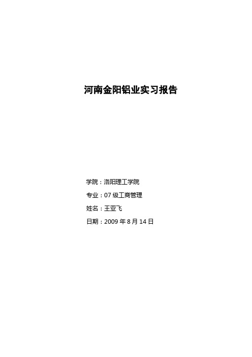 河南铝业实习报告【范本模板】