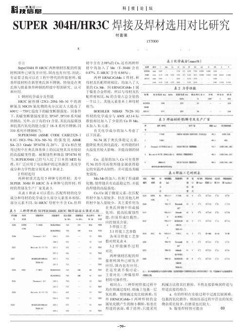 SUPER304H_HR3C焊接及焊材选用对比研究(1)