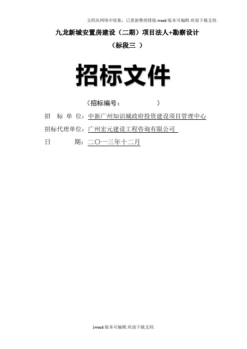 九龙新城安置房建设二期项目法人勘察设计.doc