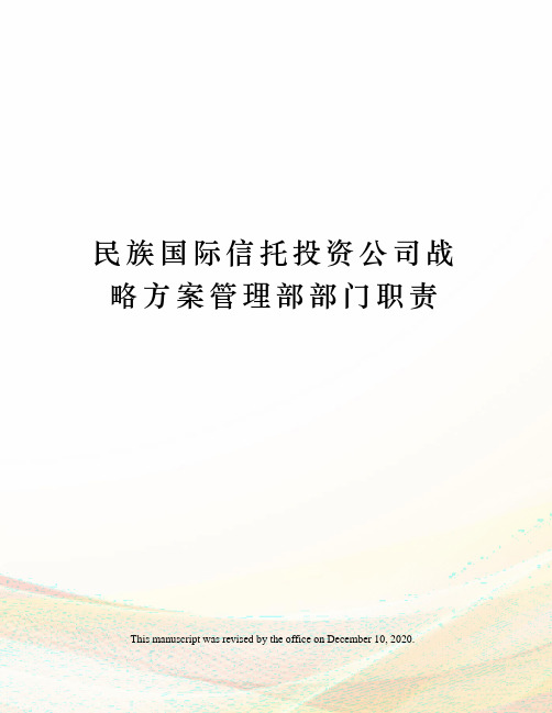 民族国际信托投资公司战略方案管理部部门职责